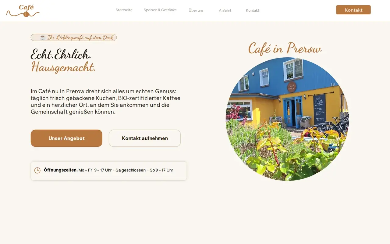 Live-Website von Café Nu