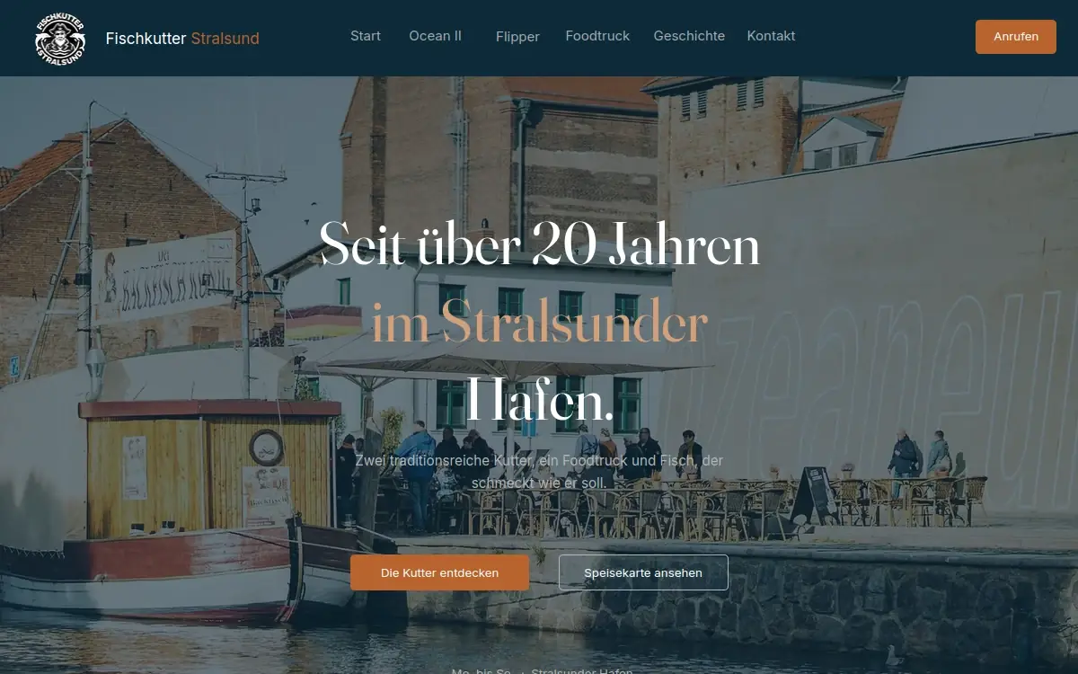 Live-Website von Fischkutter Stralsund